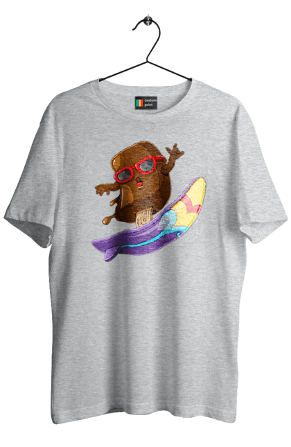 Футболка чоловіча з принтом "Мороженко На Серфі". Літо, морозиво, окуляри, серфінг. 2070702