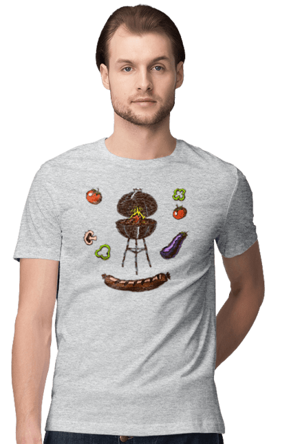 Футболка чоловіча з принтом "Барбекю Сосиска". Барбекю, гриль, смажити, сосиска. 2070702