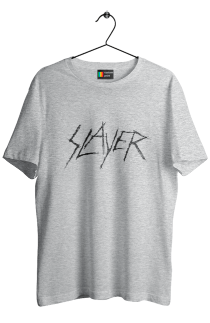 Футболка чоловіча з принтом "Slayer". Slayer, грув метал, група, метал група, музика, ню метал, спід метал, треш метал, череп. 2070702