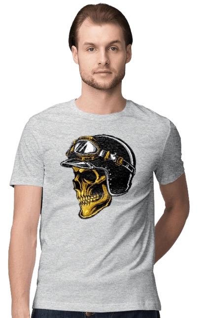 Skull in a motorcycle helmet