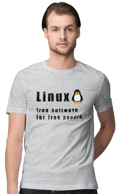 Футболка чоловіча з принтом "Linux Вільний Для Вільних". Linux, адміністратор, айті, айтішник, безкоштовна, безкоштовно, вільна, доступність, незалежність, операційна система, ос, пінгвін, програміст, програмне забезпечення, свобода, сервер, сисадмін, система, системний адміністратор, софт, текст, чорний. 2070702