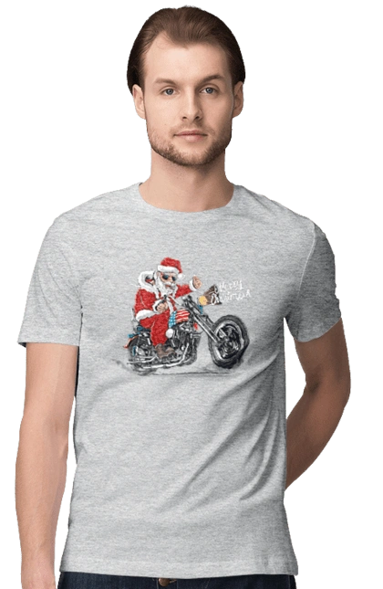Санта в очках на мотоцикле