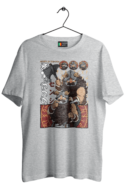 Men's t-shirt with prints Danjon Meshi Senshi. Anime, danjon meshi, dungeon, dwarf, manga, senshi. 2070702