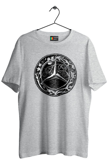 Футболка чоловіча з принтом "Mercedes Benz Лого Арт". Авто, автомобіль, логотип мерседес, машини, мерс, мерседес. 2070702