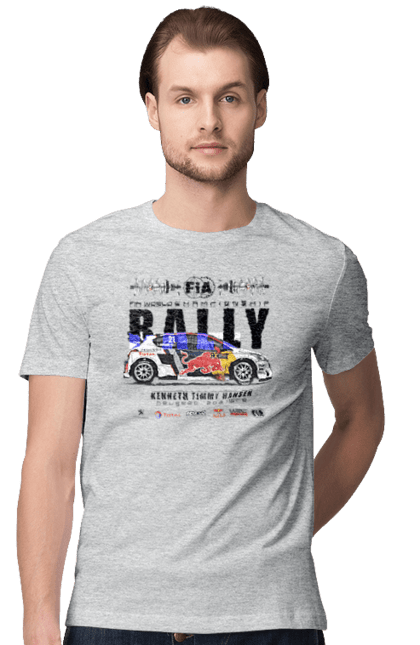 Men's t-shirt with prints Red Bull Rally. Auto, automobile, car, race, rally, rally, red bull, redbull, sport. 2070702