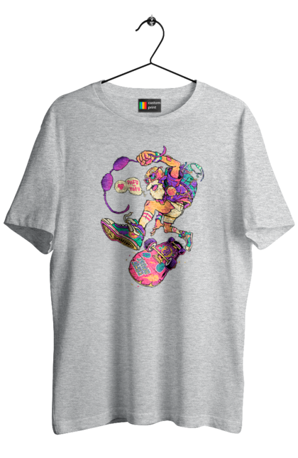 Футболка чоловіча з принтом "Дід на хвилі". Будь молодим, вогонь, ганяй, грай, дід та скейт, драйв, крутий дід, молодість у душі, спорт, старість. 2070702