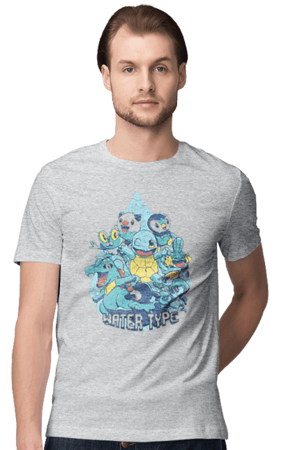 Men's t-shirt with prints Pokemon Squirtle. Anime, games, nintendo, pokemon, pokemon go, squirtle. 2070702