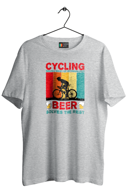 Футболка чоловіча з принтом "Cycling Beer". Алкоголь, брутальні, велосипед, веселі, для спортсменів, літні, пиво, спорт, чоловічі. 2070702