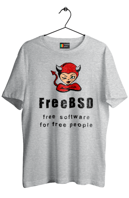 Футболка чоловіча з принтом "Freebsd Для Вільних". Bsd, freebsd, unix, адміністратор, айті, айтішник, безкоштовна, безкоштовно, бестія, вільна, демон, демонесса, доступність, незалежність, операційна система, ос, програміст, програмне забезпечення, свобода, сисадмін, система, системний адміністратор, софт, текст, червоний, чорний. 2070702