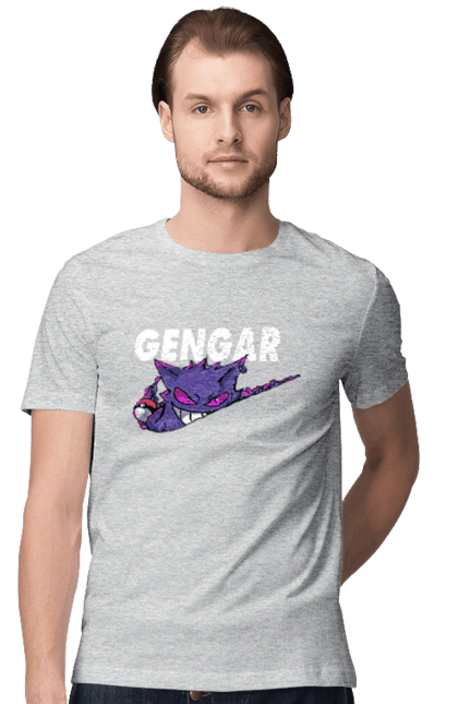 Men's t-shirt with prints Pokemon Gengar. Anime, fushigibana, games, gengar, nintendo, pokemon, pokemon go. 2070702