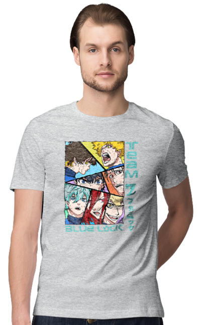 Men's t-shirt with prints Blue Lock. Anime, blue lock, blue prison, manga, sport, sports anime. 2070702