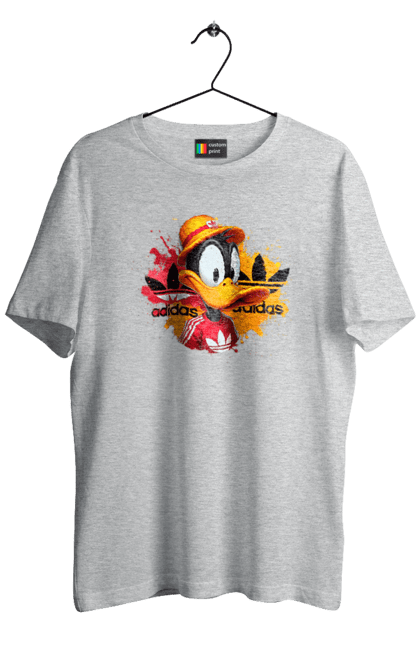 Футболка мужская с принтом Даффи Дак Adidas. Adidas, daffy duck, looney tunes, merrie melodies, warner brothers, даффи дак, мультфильм, персонаж, утка даффи. 2070702