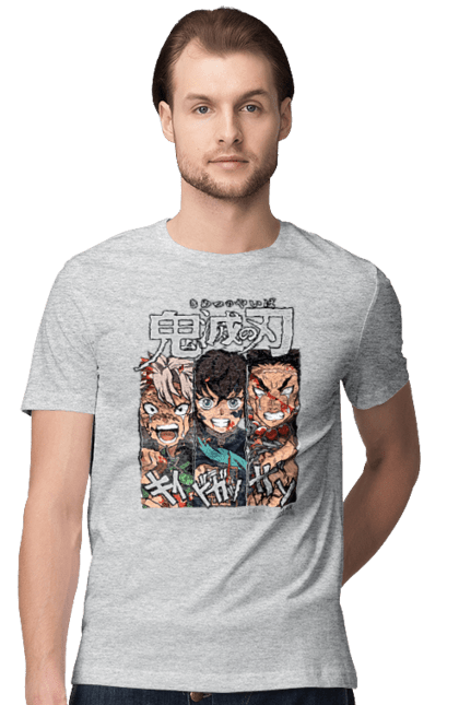 Men's t-shirt with prints Demon Slayer Sanemi Muichiro Gyomei. Anime, demon slayer, gyomei, himejima, kimetsu no yaiba, manga, muichiro, sanemi. 2070702