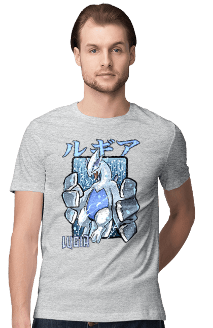 Men's t-shirt with prints Pokemon Lugia. Anime, games, lugia, nintendo, pokemon, pokemon go. 2070702