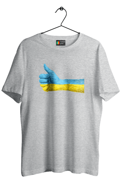 Футболка чоловіча з принтом "Like". Like, ua, жовтий, рука, синий, україна. CustomPrint.market