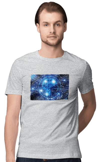 Футболка чоловіча з принтом "Штучний інтелект". Айті, айтішник, гік, знання, інженер, інтелект, кібер, кібернетика, кіборг, код, комп, комп`ютерник, кристал, машинне навчання, мікросхема, мозок, портрет, програміст, професіонал, професія, розробник, розум, хакер, чіп, штучний інтелект, штучний розум. 2070702