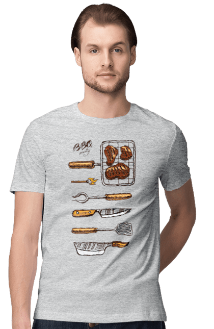 Футболка чоловіча з принтом "Барбекю Паті". Барбекю, м`ясо, смажити. 2070702