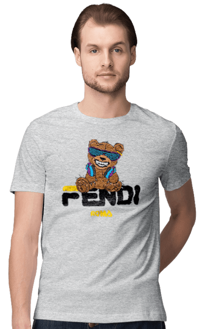 Футболка чоловіча з принтом "Fendi". Fendi, бренд, будинок моди, ведмедик, італія, люкс, мода, одяг, сумка, фенді. 2070702