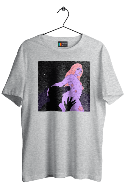 Футболка чоловіча з принтом "Фіолетова Дівчина". Дівчина, тіло. 2070702