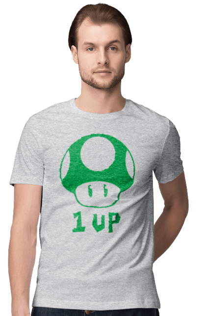 Men's t-shirt with prints 1UP Mario. Character, game, mario, mario bros, nintendo. 2070702