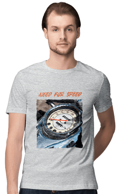 Футболка чоловіча з принтом "Мото 3". Байкер, дорогая, мотоцикл, ретро, скорость, спидометр, стиль жизни. 2070702