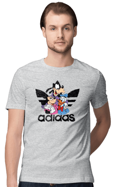 Футболка чоловіча з принтом "Adidas Міккі Маус". Adidas, mickey mouse, адідас, дісней, міккі, міккі маус, мультфільм. 2070702