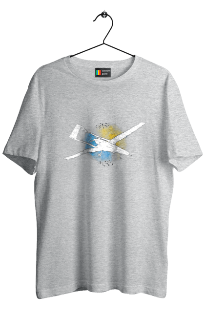 Men`s t-shirt with prints Bayraktar. Aquarelle, bayraktar, glory, sky, ukraine. 2070702