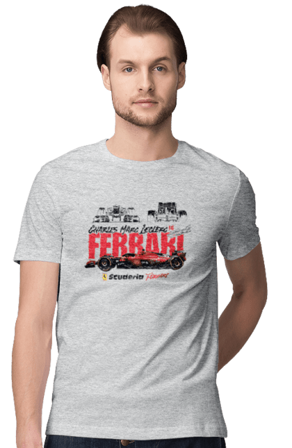 Men's t-shirt with prints Scuderia Ferrari Formula 1. Auto, automobile, bolide, car, ferrari, formula 1, motorsport, race, scuderia ferrari. 2070702