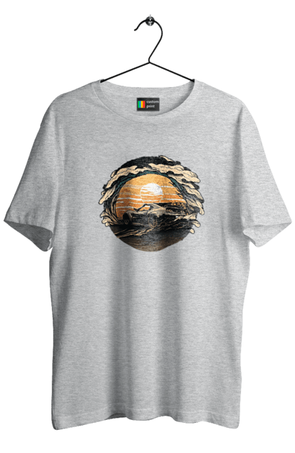 Футболка чоловіча з принтом "Додж на заході сонця". Авто, автомобіль, додж, машина, машини. 2070702