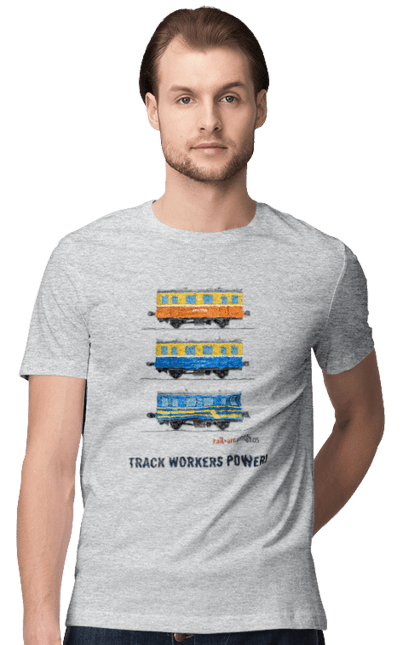 Men`s t-shirt with prints Track Workers Power! Railcar AS1A. As1a, motorcar, rail, railcar, railway, track, track workers, ukrzaliznytsia. 2070702