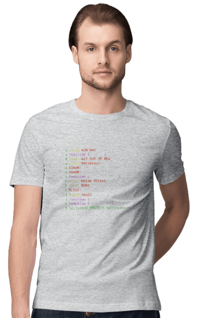 Футболка чоловіча з принтом "Життя програміста". Angular, c, css, html, it, javascript, jquery, php, python, react, svelt, vue, айтишник, айті, гумор, код, кодувати, прогер, програміст, програмісти, ти ж, ти ж програміст, тиж програміст. aslan