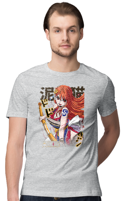 Men's t-shirt with prints One Piece Nami. Anime, cat burglar, manga, nami, one piece, straw hat pirates. 2070702