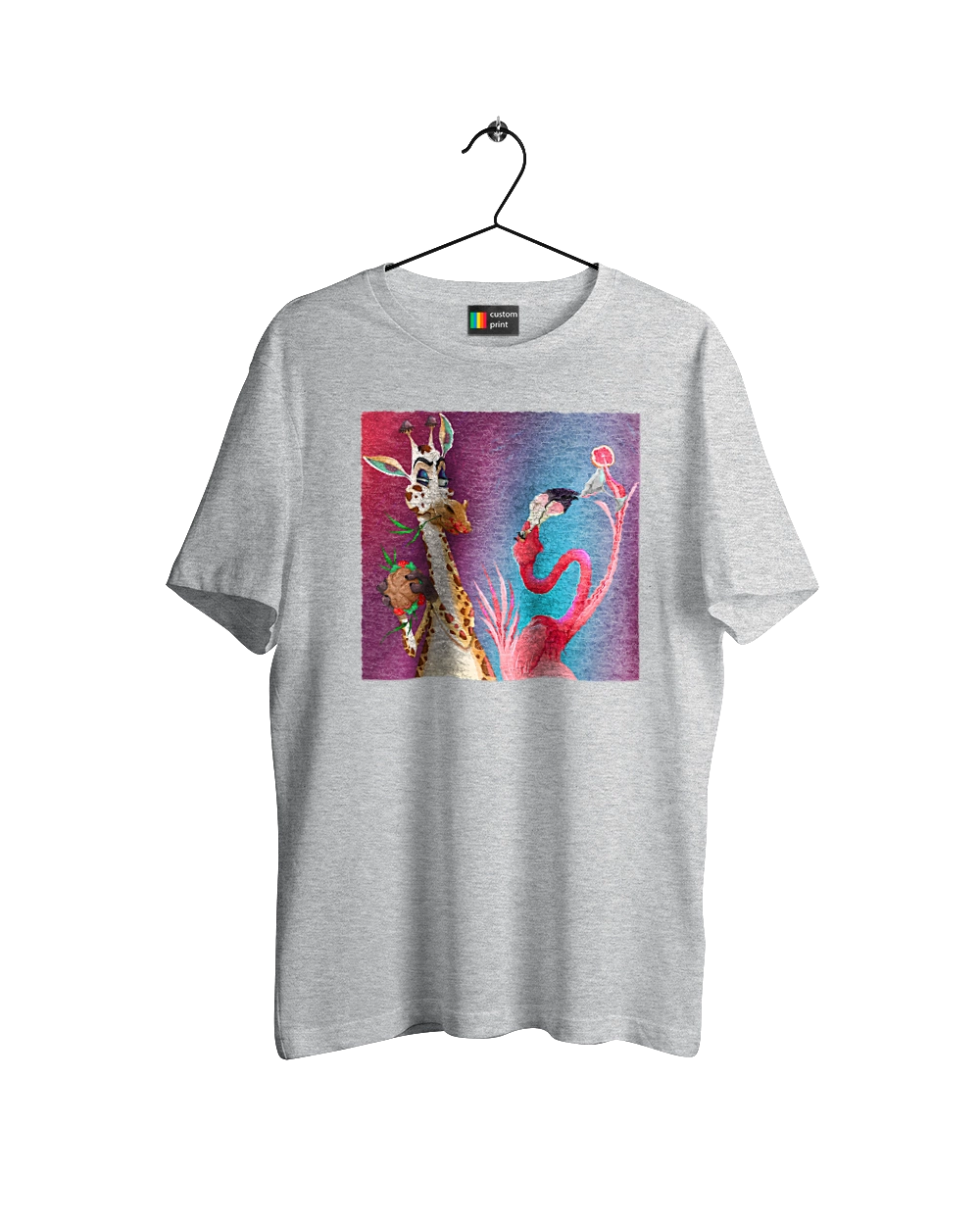 Giraffe And Flamingo At The Party