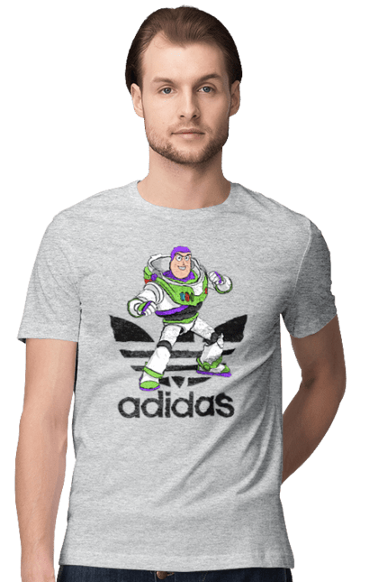 Футболка мужская с принтом Adidas Базз Лайтер. Adidas, buzz lightyear, toy story, адидас, базз лайтер, история игрушек, мультфильм. 2070702