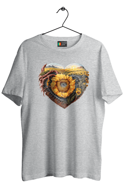 Men`s t-shirt with prints Символи України. Field, sky, sunflower, symbols of ukraine, ukraine, wheat. 2070702