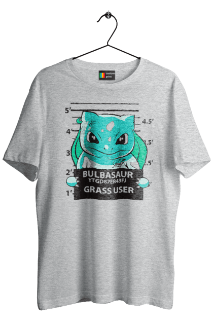 Men's t-shirt with prints Pokemon Bulbasaur. Anime, bulbasaur, games, nintendo, pokemon, pokemon go. 2070702