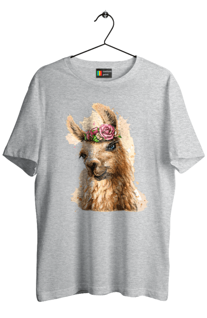 Men`s t-shirt with prints Lama Portrait. Animal, lama, portrait. 2070702