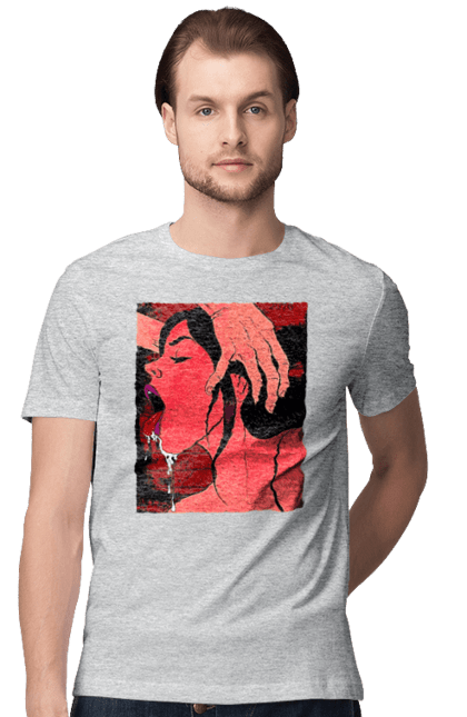 Men`s t-shirt with prints Girl Sucks With Saliva. Sex, suck. 2070702