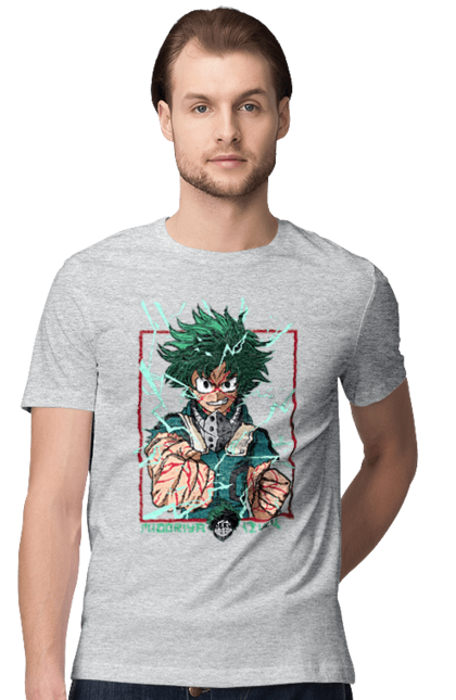 Футболка чоловіча з принтом "Моя академія героїв Мідорія". Izuku, midoriya, my hero academia, аніме, ізуку мідорія, манга, мідорія, моя геройська академія. 2070702