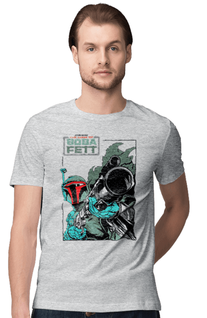 Футболка мужская с принтом Боба Фетт. Boba fett, боба фетт, звездные войны, клон, охотник за головами. 2070702