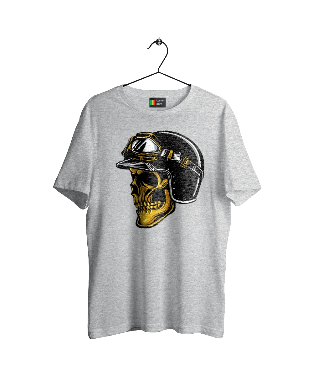 Skull in a motorcycle helmet