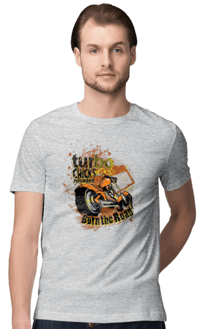 Футболка мужская с принтом Мопед Турбо. Езда, мопед, скорость. 2070702