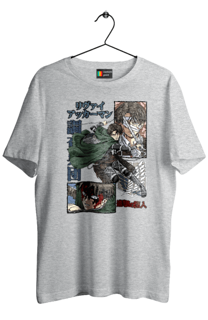 Men's t-shirt with prints Attack on Titan Levi. Ackerman, anime, attack on titan, levi, manga, shingeki no kyojin, survey corps. 2070702