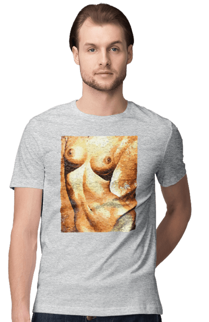 Футболка чоловіча з принтом "Краса тіла". Вигини жіночого тіла, грація тіла, груди, жіноче тіло, жіночі груди, краса тіла. 2070702