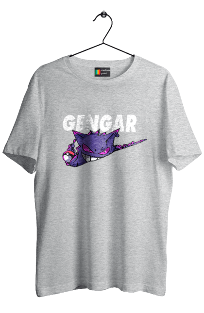 Men's t-shirt with prints Pokemon Gengar. Anime, fushigibana, games, gengar, nintendo, pokemon, pokemon go. 2070702