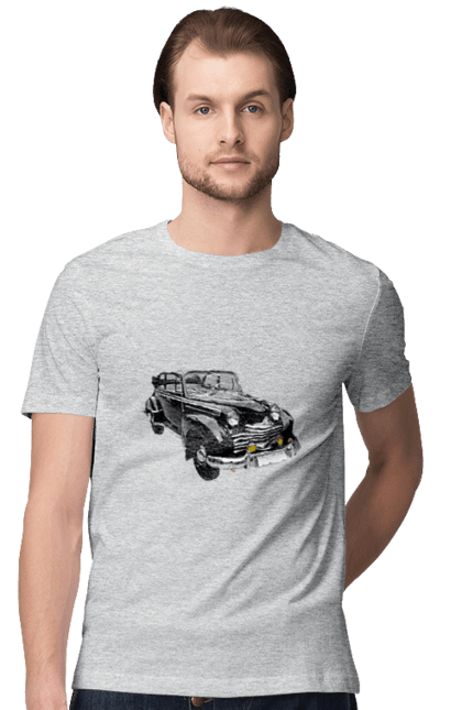 Футболка чоловіча з принтом "Авто.5". Авто, професійне фото, ретро авто, фото, чорний колір. 2070702