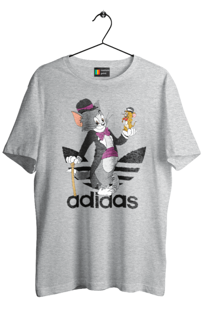 Футболка мужская с принтом Adidas Том и Джерри. Adidas, tom and jerry, адидас, джерри, кот, мульт, мультсериал, мышь, том, том и джерри. 2070702