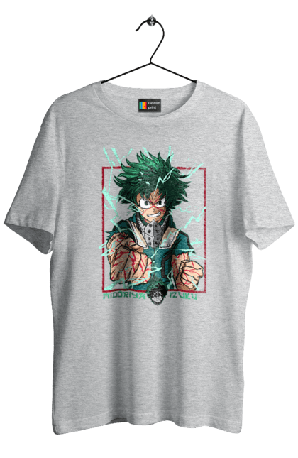 Футболка чоловіча з принтом "Моя академія героїв Мідорія". Izuku, midoriya, my hero academia, аніме, ізуку мідорія, манга, мідорія, моя геройська академія. 2070702