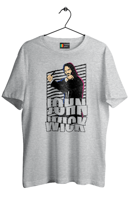 Men's t-shirt with prints John Wick. Action movie, john wick, keanu reeves, killer, movie. 2070702