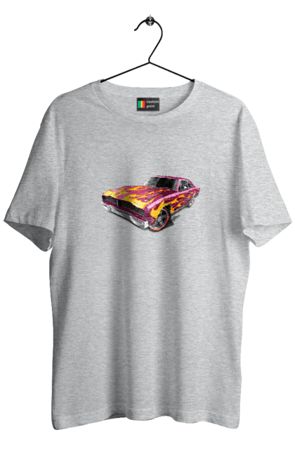 Футболка чоловіча з принтом "Кастом автомобіль". Авто, автомобіль, аерографія, вогонь, кастом, машина, полум я, тюнінг. 2070702
